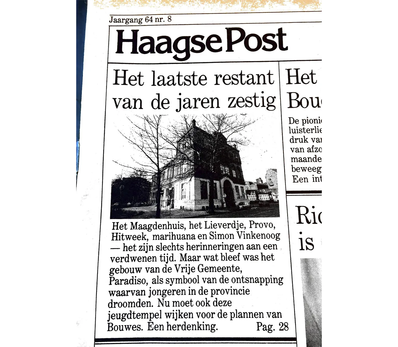 Krantenknipsel mogelijk einde Paradiso